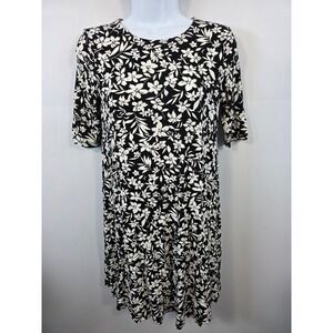 Old Navy Black White Floral Print Knee Length Dress Women's Size Small /B69